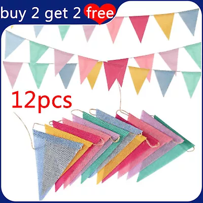 4M × 12 Triangle Flags Bunting Banner Outdoor Bunting For Garden Waterproof • £3.34