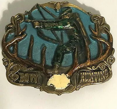Vintage 1986 Bow Hunting Commemorative Great American Buckle Belt Buckle Usa • $10.99