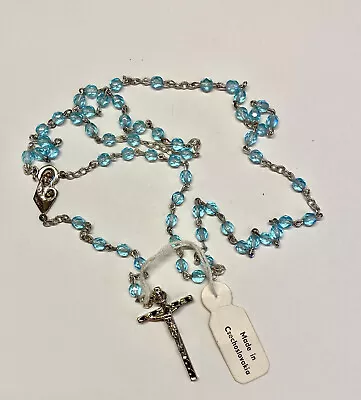 Vintage Rosary Blue Faceted  Beads - Made In Czechoslovakia • $14.99
