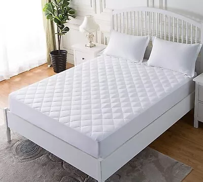 Extra Deep Mattress Protector Quilted Bed Topper Cover Single Double King Size • £8.79