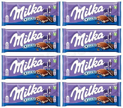 8 MILKA OREO Milk Chocolate Bars With Biscuit Pieces German Sweets 100g 3.5oz • £52.11