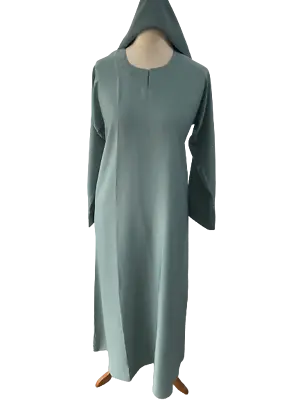 Ladies A-Line Regular Plain Pocket Nida Abaya/Jilbab/Maxi In Sage Sizes 52-60 • £16.99