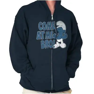 Smurfs 80s Cartoon Come At Me Bro Funny Meme Sweatshirt Zip Up Hoodie Men Women • $34.99