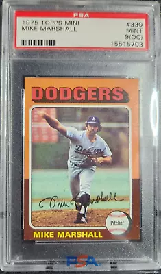 1975 TOPPS MINI # 330 MIKE MARSHALL  PSA 9oc **MINT** • $59.99