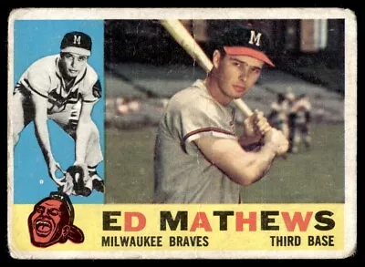 1960 Topps 420b Ed Mathews Milwaukee Braves - Poor • $9.95
