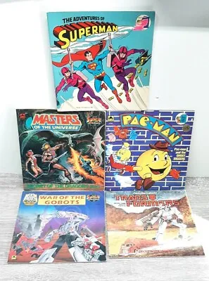 Childrens Vintage 1980s Book Lot PB He-Man MOTU Pac-Man Transformers Go-Bots  • $23.99