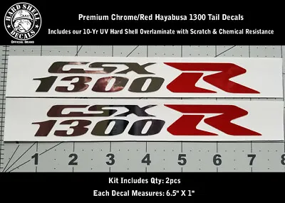1300 R Decal Kit 2pcs Hayabusa GSXR Chrome & Red Premium Laminated 0168 • $13.95