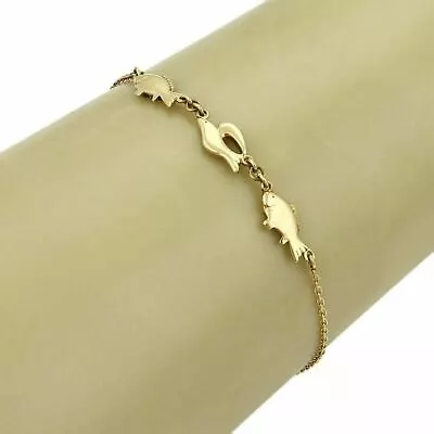 Mikimoto 18k Yellow Gold 3 Fish Charm Chain Bracelet • $849