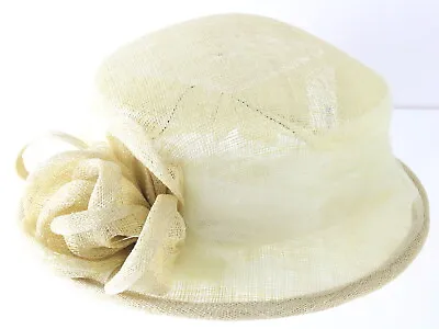 Marzi Of Italy Ladies Elegant Pale Green Straw W/ Rose Church Hat Size 7 56cm • $96.25