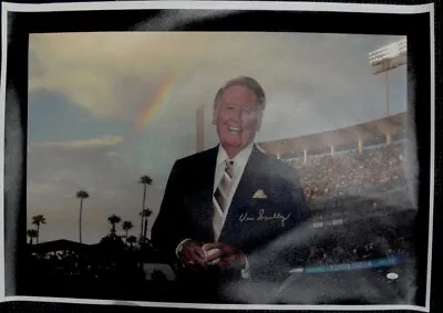 Vin Scully Hand Signed Auto 22X34 MLB Stunning Rainbow Canvas Dodgers JSA • $1799.99