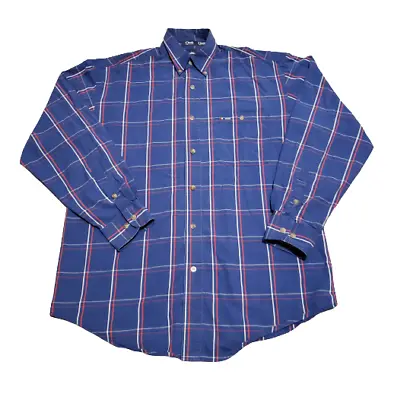 Wrangler Classic Button Up L/S Shirt Blue / Red | Men's XL Western Plaid Classic • $27