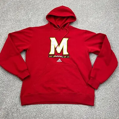 Maryland Terrapins Hoodie Men Small Red Sweatshirt Sweater Terps Big Logo Adidas • $19.91