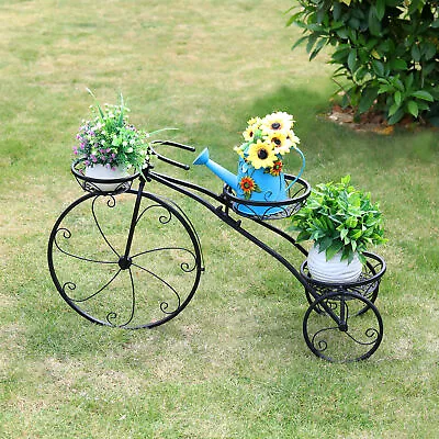 $42.95 • Buy Tricycle Plant Stand Flower Pot Cart Bicycle Holder Rack For Home Garden Patio 