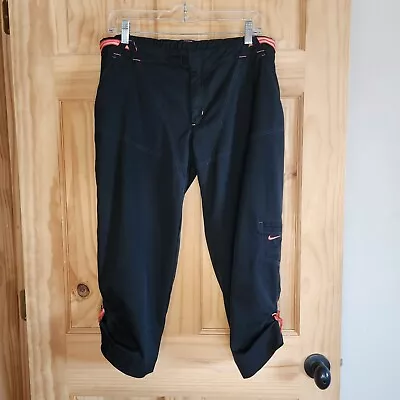 $19 • Buy Nike Woman's Capri Cargo Style Black Pants Sportswear Hiking Size L 12/14 