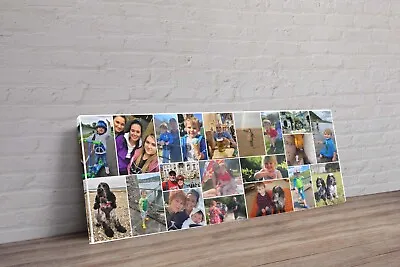 Panoramic Family Collage Personalised Photo Picture To Canvas Art Print Gift • £19.99