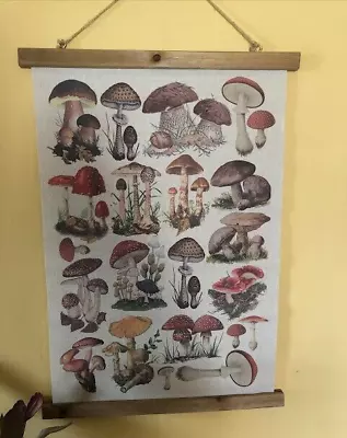 Vintage Mushroom Linen Poster Wall Hanging Retro Boho • $15