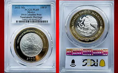 Mexico 100 Pesos   El Caballito    H. Numismatica Pcgc Pl 69  Plata   2011 • $328