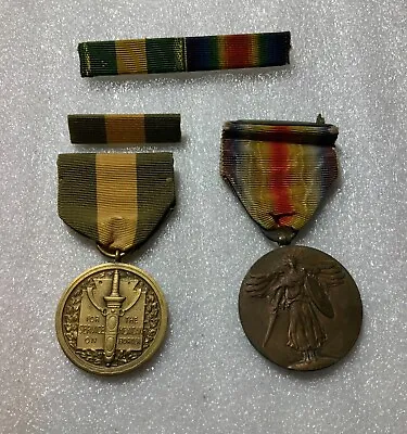 US NG Mexican Boarder Service Medal (#'d) And WW1 Victory W/ Ribbon Bar • $175