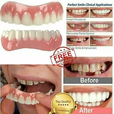 $9.59 • Buy 2 Pcs Silicone False Teeth Dental Veneers Upper Lower Dentures Fake Tooth Smile