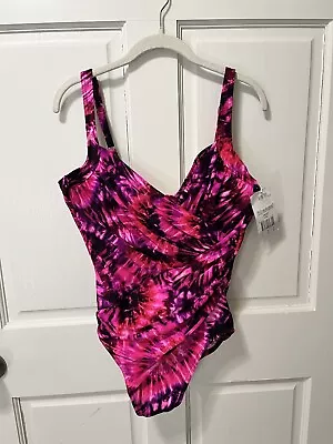 NWT Miraclesuit Caliente Pink One Piece Swimsuit Swim Suit Women’s Size 16 New • $80