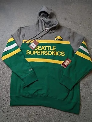 Mitchell & Ness Head Coach Hoodie Mens 2XL Green Seattle Supersonics Retro NWT • $74.91