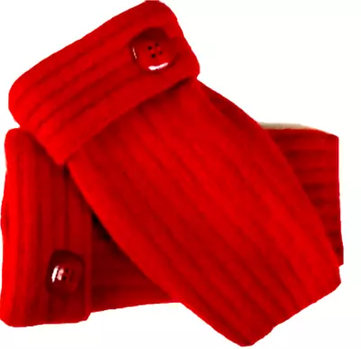 Fingerless Gloves Red 100% Cashmere M Medium Mittens Arm Warmers Winter Cuffs • $34.98