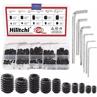 230Pcs Socket Set Screw Assortment In SAE Sizes Internal Hex Drive Cup Point All • $16.68