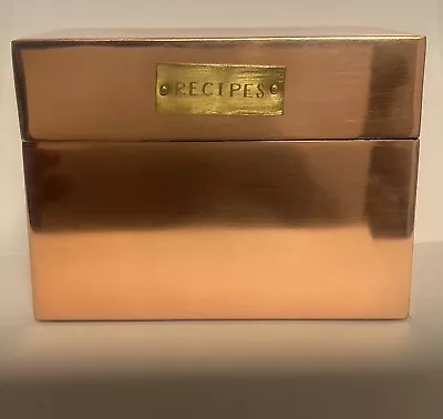 Be Home VTG Copper Recipe Box Tin Brass Mid Century Matte Finish Look 6  X 4  • $10.99