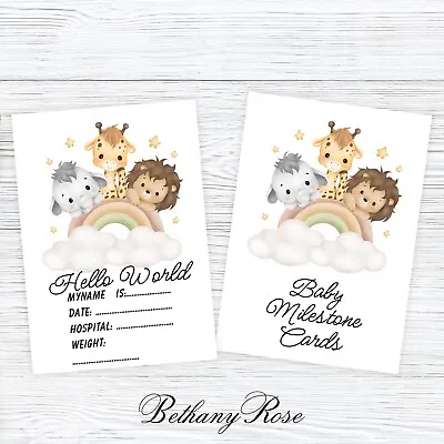 Unisex Rainbow Baby Milestone Cards | Baby Shower Gift | New Baby Gift | Cards • £3.99