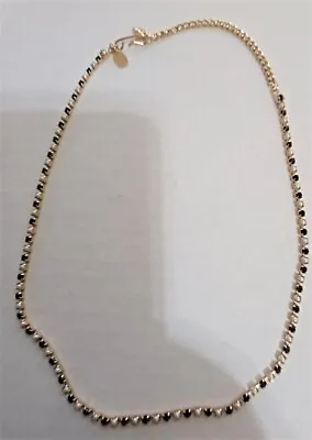 Vintage Park Lane Gold Tone Faux Pearl And Black Rhinestone Necklace • $9.17