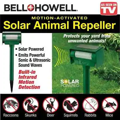 Bell & Howell Solar 70' Motion-Activated Animal Pest Ultra-Sonic Repeller Stake • $64.99