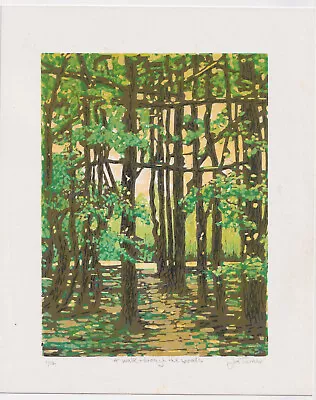 “A Walk Through The Woods” Hand Made Lino Print Linocut. Original Hand Printed • £6