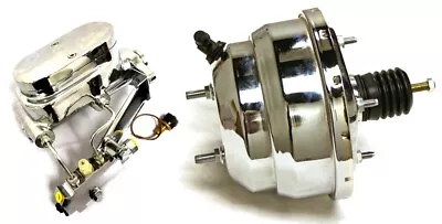 CHROME 7  Dual Power Brake Booster W/ Flat Top Master Cylinder + Disc Drum Valve • $159.99