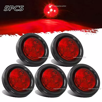 5pc 2-Inch Red Round 4 LED Marker Lights W/ Grommet For Truck Trailer RV 12V-24V • $18.95