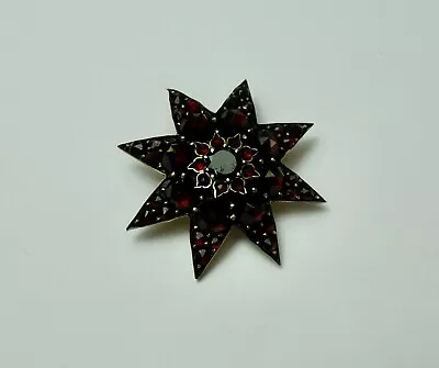 Lovely Antique Victorian Bohemian Garnet And Gilt Metal Star Brooch • $55