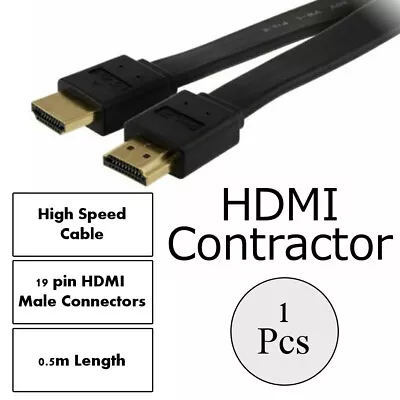 1Pcs HDMI CONTRACTOR PRO 2 LEAD LENGTH 0.5M SERIES HIGH SPEED FLAT LEAD/CABLE • $16.68