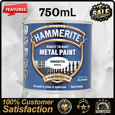 Hammerite Direct To Rust Metal Paint - Smooth White Finish 750ML • £29.57