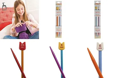 Childrens Knitting Needles Pony 18cm Single Ended Pointed Pins 3.25mm - 6.0mm • £3.99