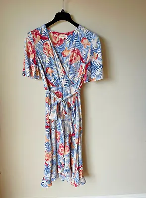 MIDI WRAP DRESS Palm Print Wrapover Summer PER UNA UK 12 • £11.95