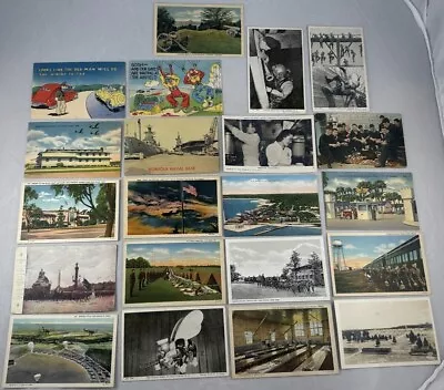 Lot Of 26 Antique Postcards All U.S. Military Camps Air Bases WWII And More • $14.95