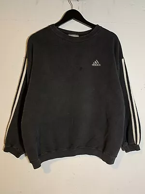 Vintage Adidas Black Striped Crewneck Sweatshirt • $22