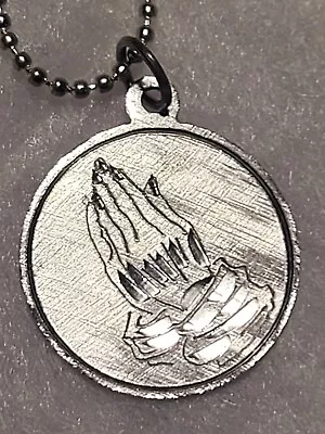 Nice Vintage Sterling Silver Chapel Signed Lords Prayer Hands Pendant  • $12.93