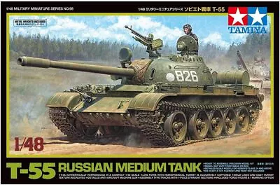 Tamiya 1/48 Military Miniature No.98 RUSSIAN MEDIUM TANK T-55 Kit 32598 JAPAN81 • $43.65