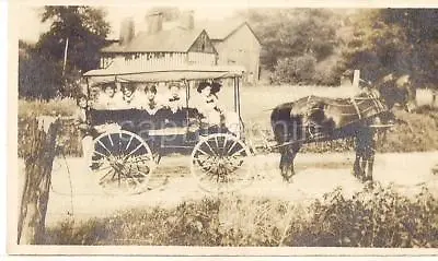 Girls In Multi Seat Horse Drawn Carriage Surrey Ride In Countryside 1920s Photo • $19.99