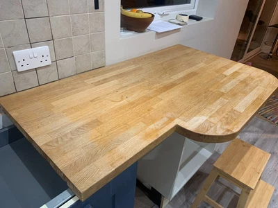 £0.99 • Buy Solid Wood Kitchen Worktop - Island Peninsula Complete + Franke 1.5 Bowl Sink