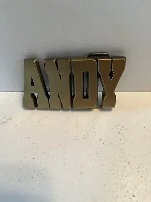 Brass Colored Andy Name Belt Buckle Vintage From The 80’s • $13