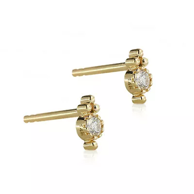 14K Gold 0.10 Ct. Lab-Created Diamond Petite Bezel Mini Studs Earrings • $179