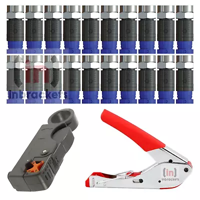 £13.99 • Buy F-Type Compression Tool Coaxial Cable Stripper Crimper + 20 Connectors Ct100 RG 