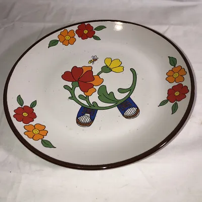 Vintage Interpur Children Ceramic Plate Gardner Boy Brown Trim Korea • $12