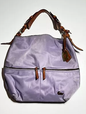 Dooney & Bourke Large Lavender Nylon Leather Strap Erica Bag Tote Handbag Purse • $49.99